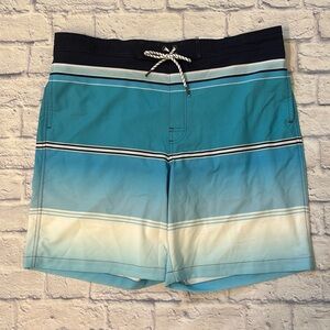 Sonoma Board Shorts Blue and White Striped Swim Trunks Men’s Size XL NWT